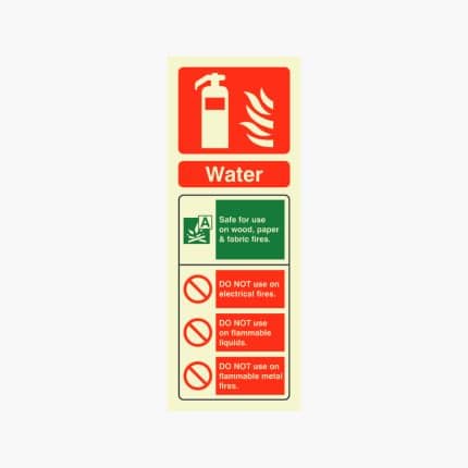 Water ID Sign Photoluminescent (Portrait) 75mm x 200mm