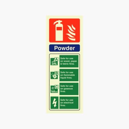 Powder ID Sign Photoluminescent (Portrait) 75mm x 200mm