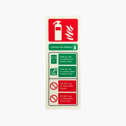 LFX Lithium-ion Battery Fire ID Sign Photoluminescent (Portrait) 75mm x 200mm