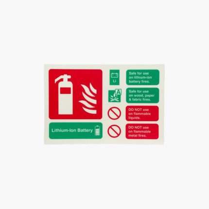 LFX Lithium-ion Battery Fire ID Sign Photoluminescent (Landscape) 150mm x 100mm